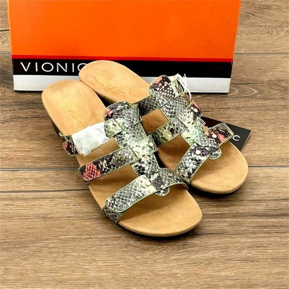 Vionic Shoes - Vionic Park Radia Sandals Women's Size 8 Mint Snake Comfort‎ Wedge NWT